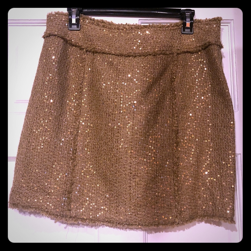Michael Kors gold sequin tweed skirt